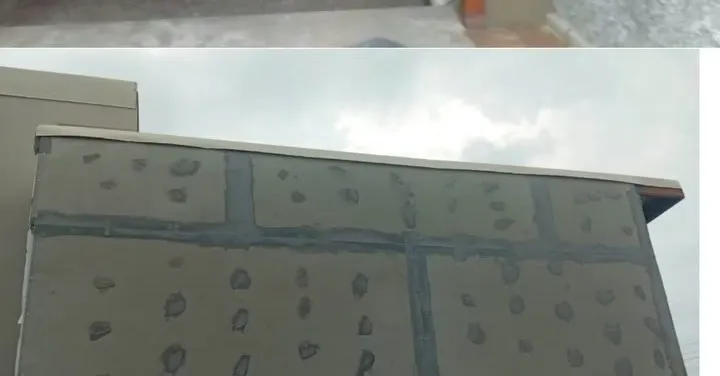 Placas cimentícias parafusadas na estrutura com tratamento de juntas