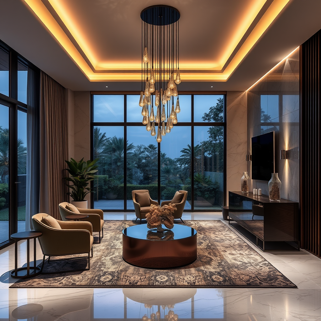 Decoração com iluminação embutida em gesso